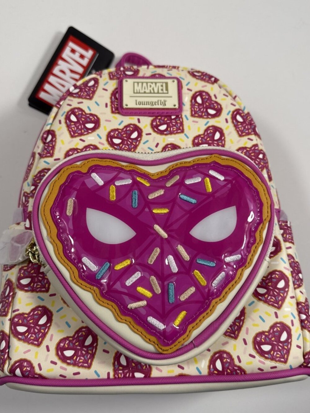 Loungefly Marvel Spider-Man Sprinkle Donut Mask Mini Backpack -NWT